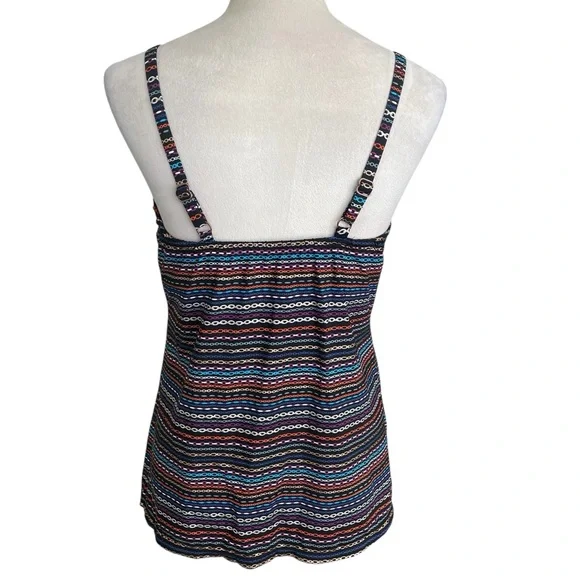 Miraclesuit Love Knot Tankini Swim Top Women Size 12 Shimmer Links Babydoll Chic - Picture 4 of 8